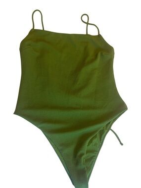 Thrills Olive Green One-Piece Swimsuit With Thin Straps sz L